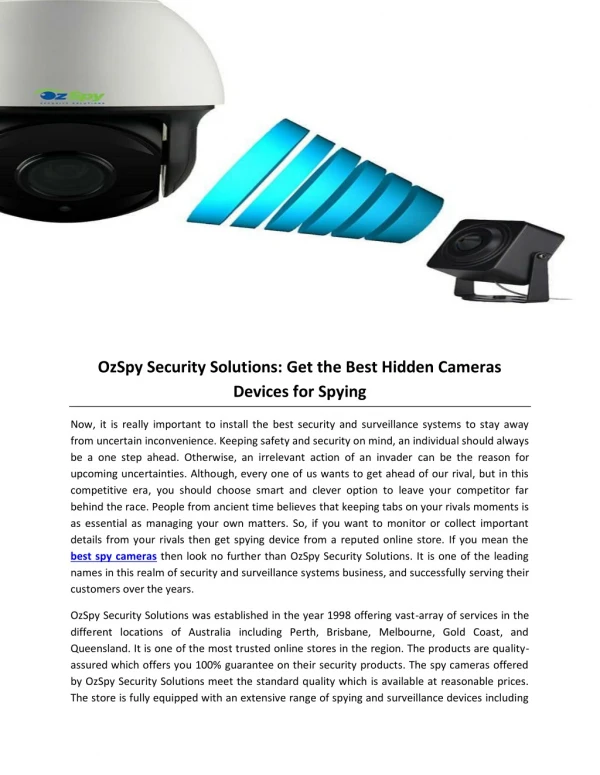 OzSpy Security Solutions: Get the Best Hidden Cameras Devices for Spying