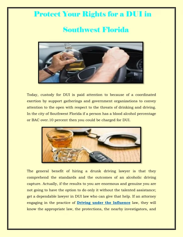 Protect Your Rights for a DUI in Southwest Florida