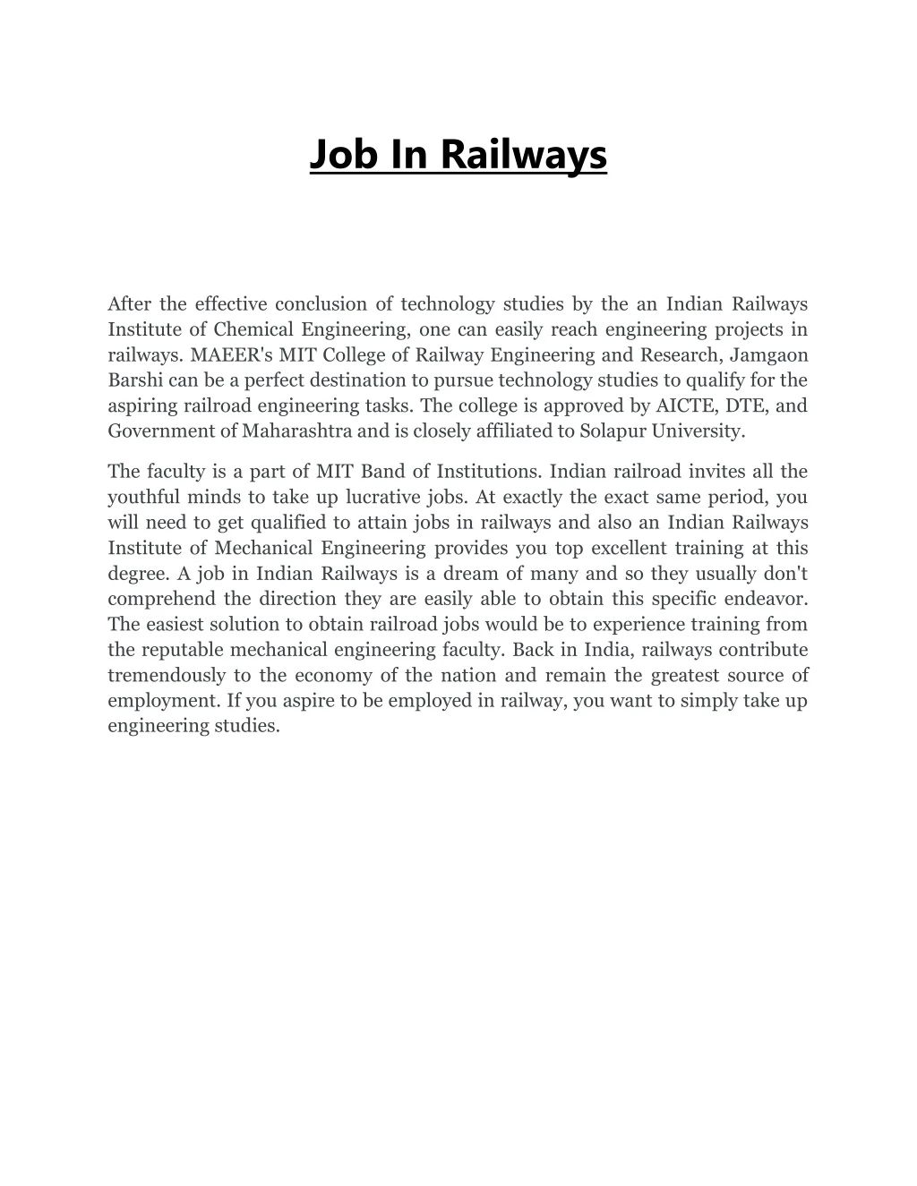 job in railways