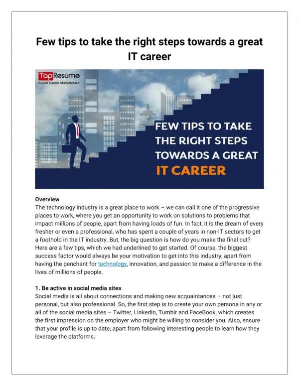 Few tips to take the right steps towards a great IT career