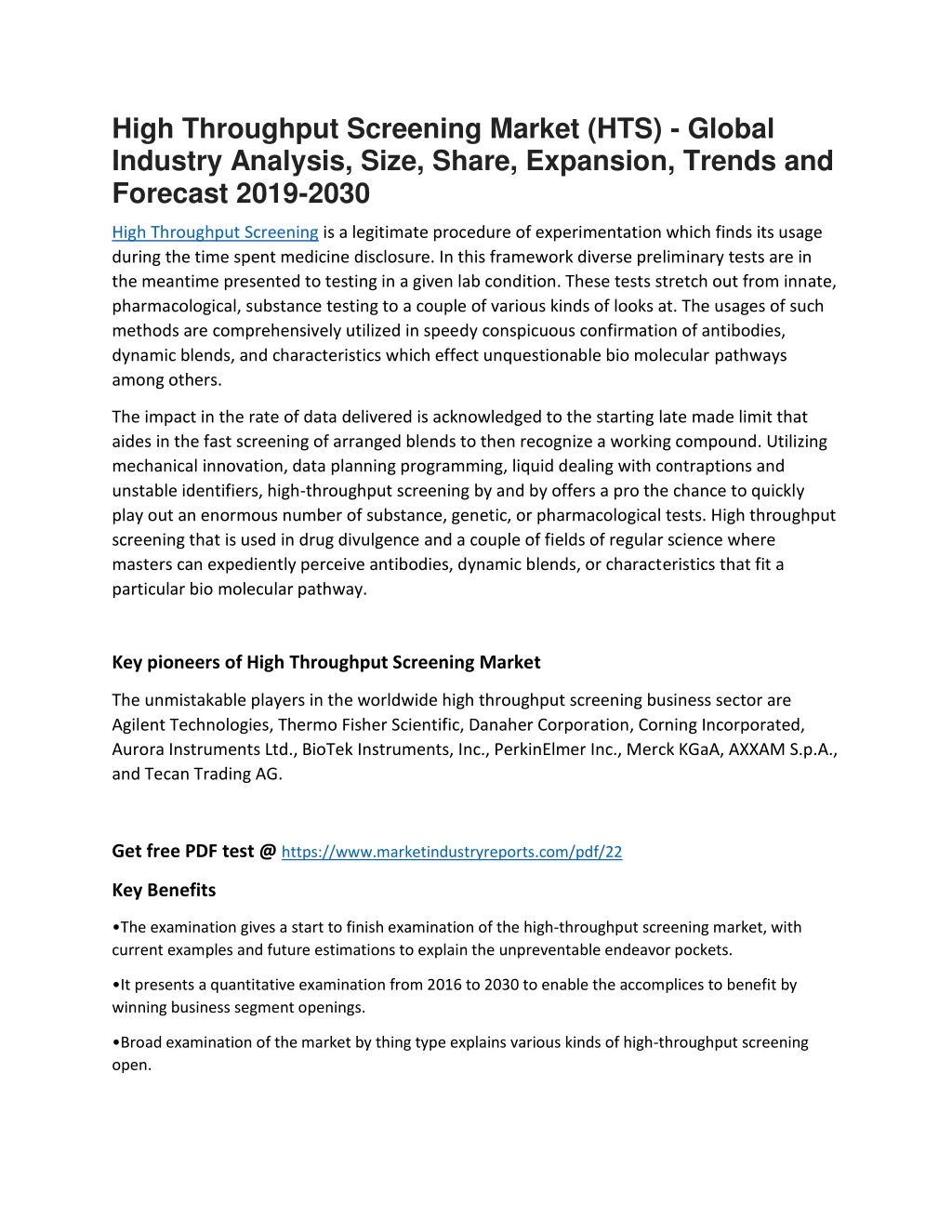 high throughput screening market hts global