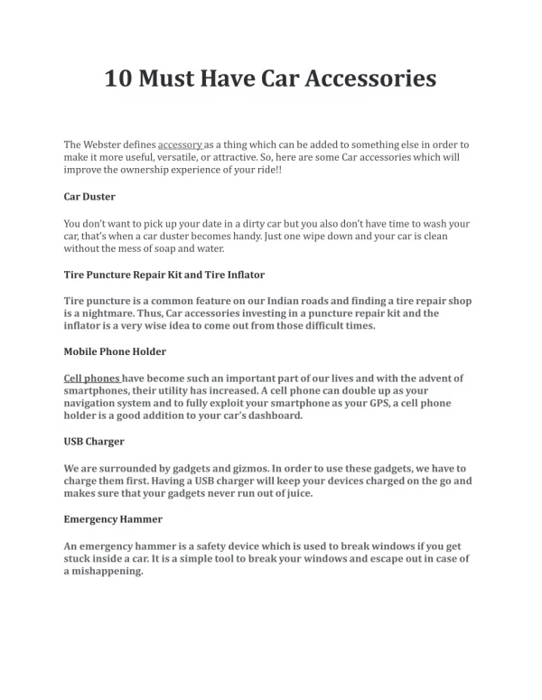 10 Must Have Car Accessories