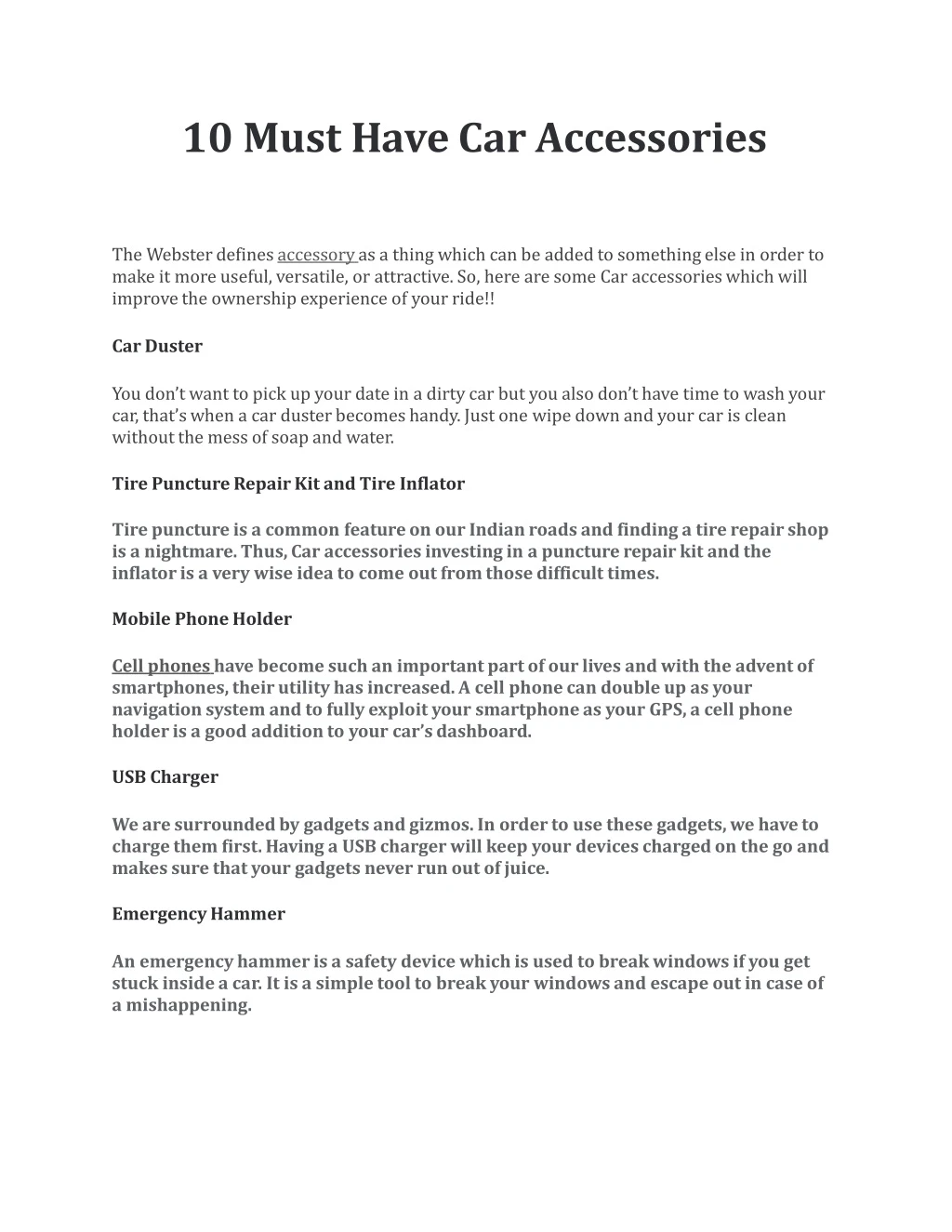 10 must have car accessories