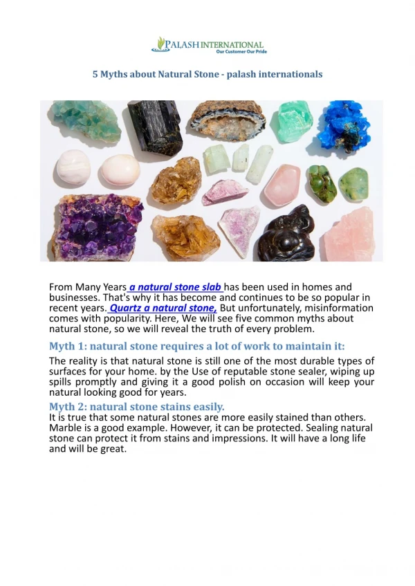 5 Myths about Natural Stone – palash internationals