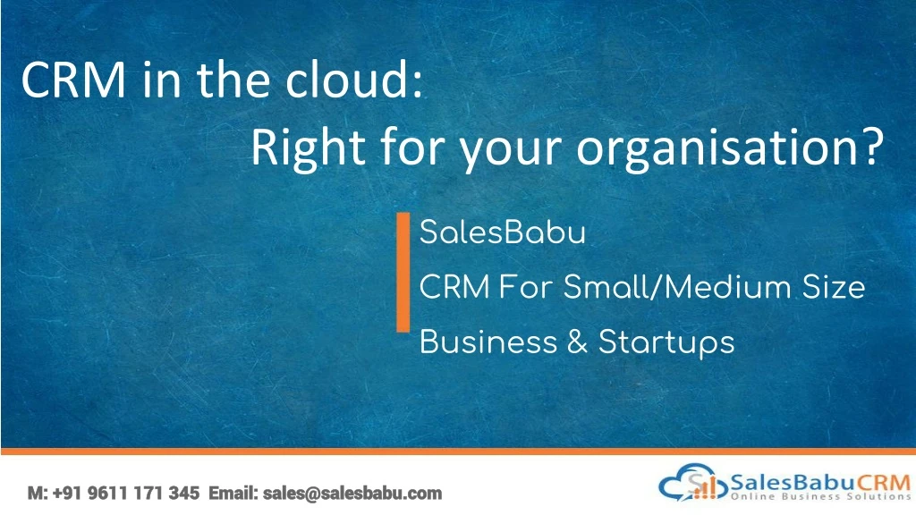 crm in the cloud right for your organisation