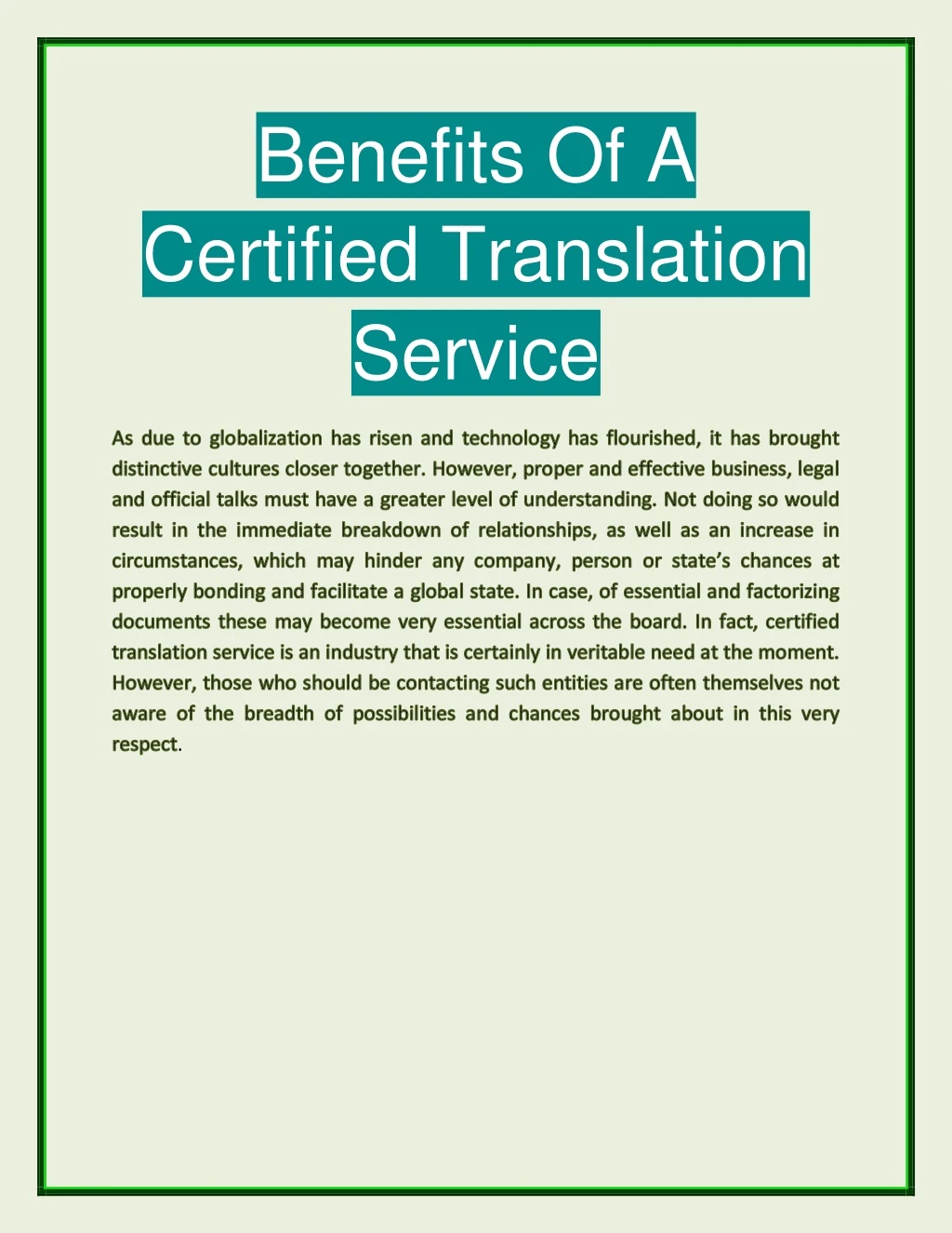 benefits of a certified translation service