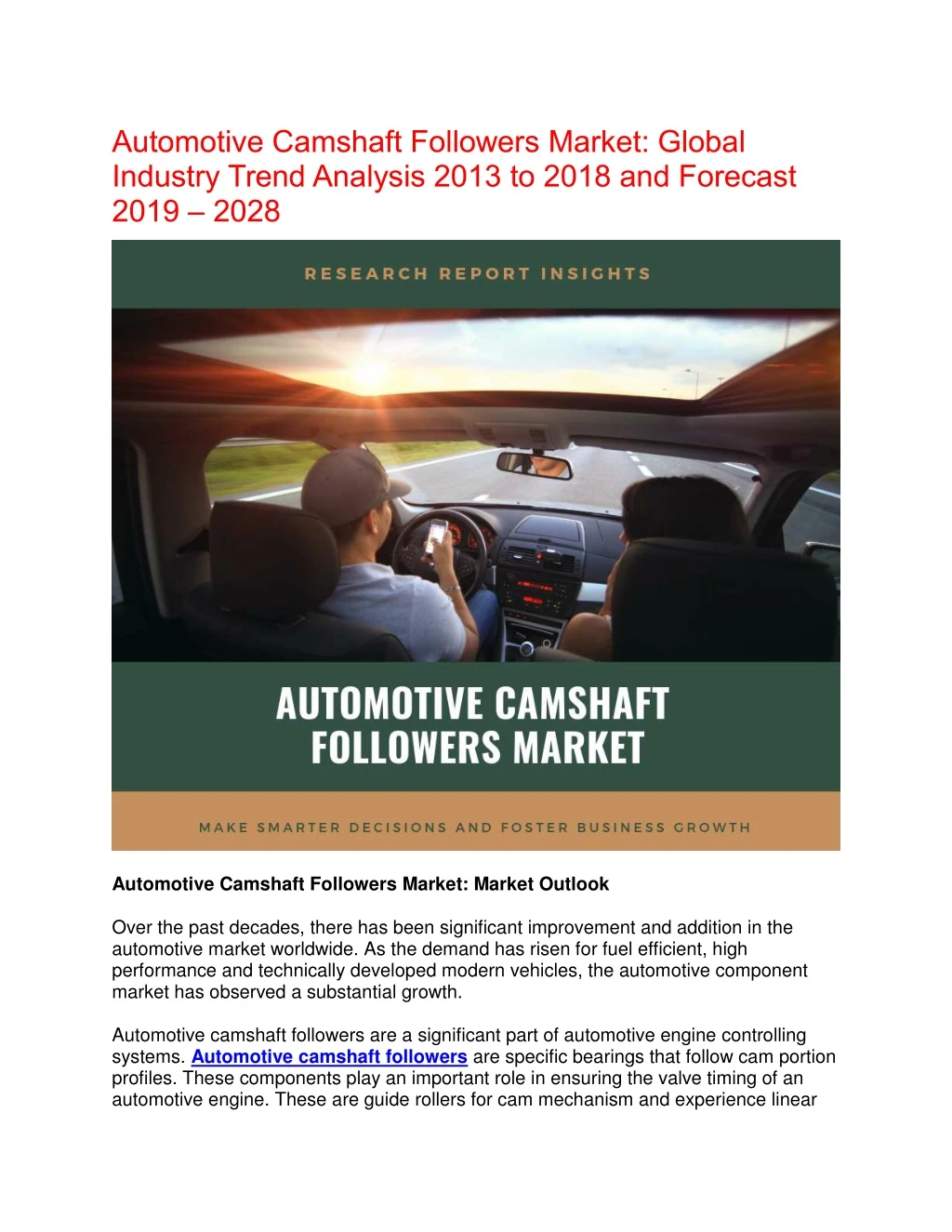 automotive camshaft followers market global