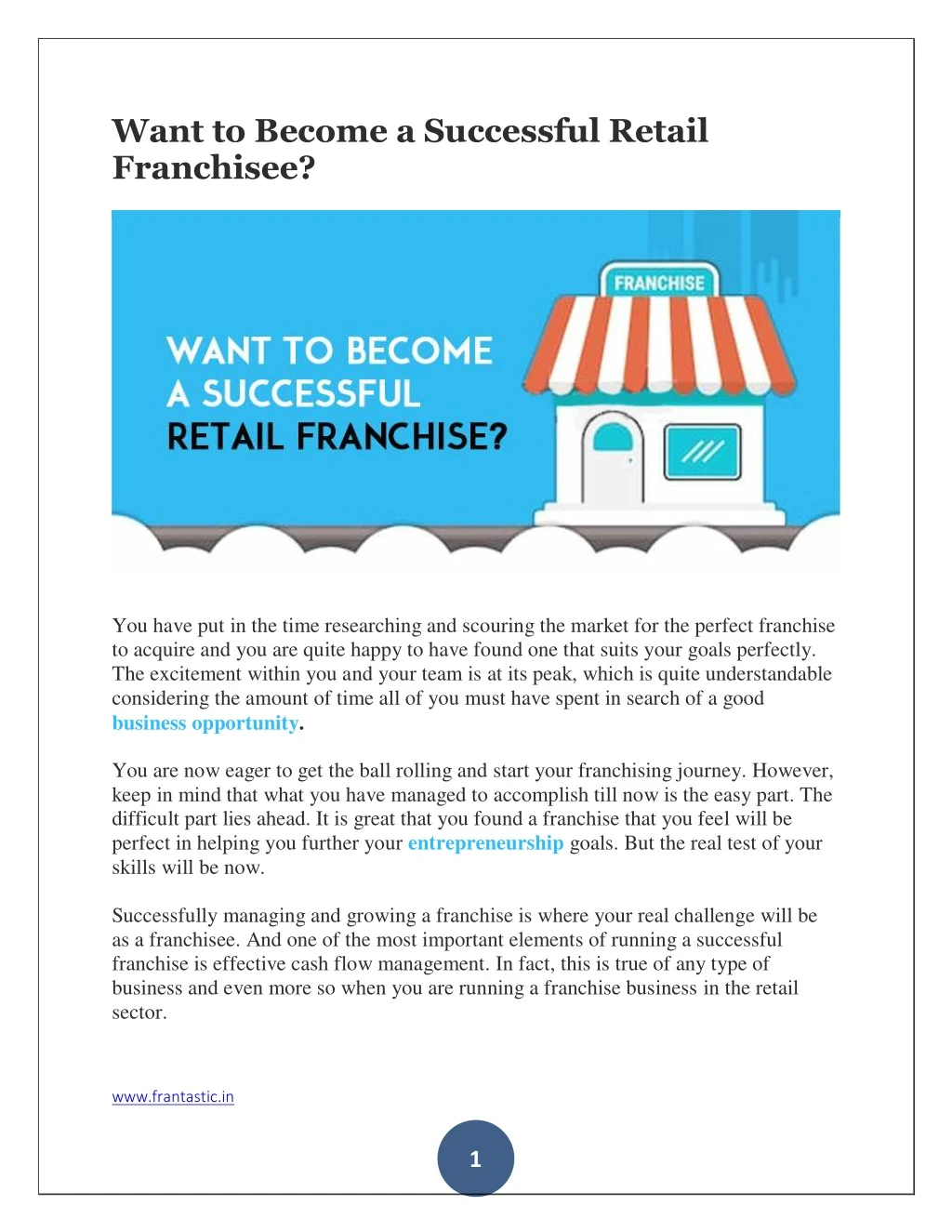 want to become a successful retail franchisee