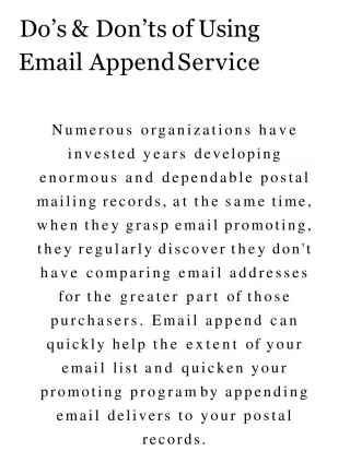 Do’s & Don’ts of Using Email Append Service - slide 1