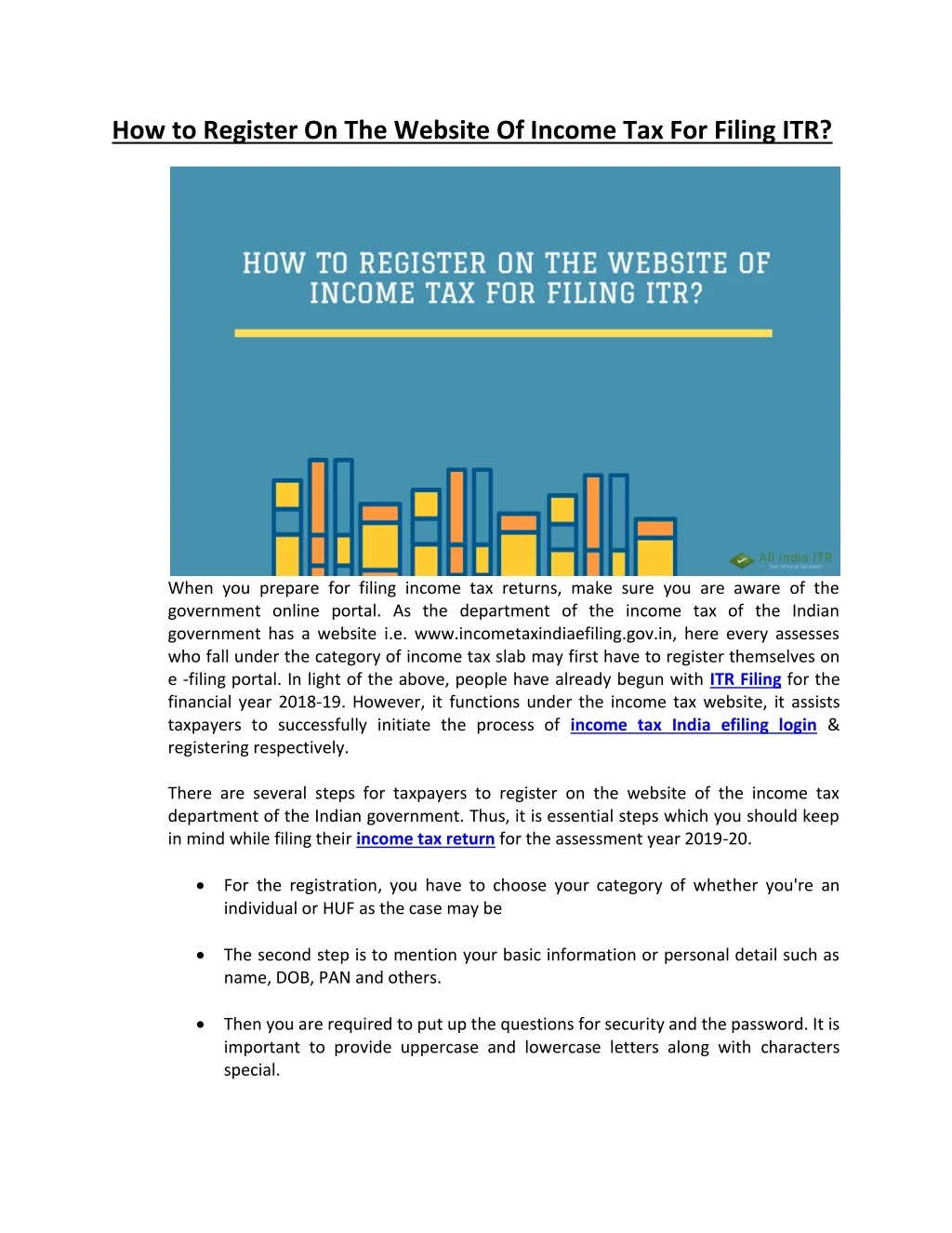how to register on the website of income