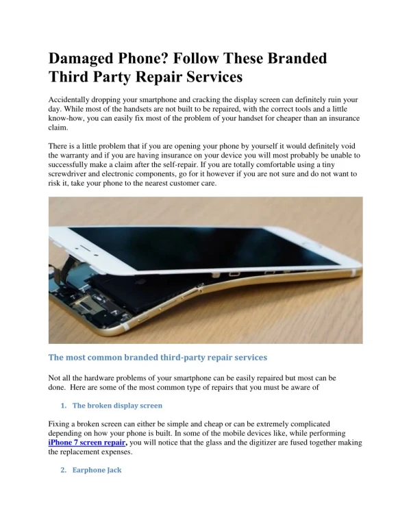 Damaged Phone? Follow These Branded Third Party Repair Services