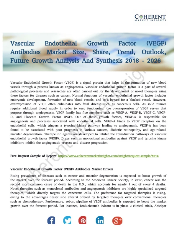 Vascular Endothelial Growth Factor Antibodies Market Drivers, Insights Analysis to 2026