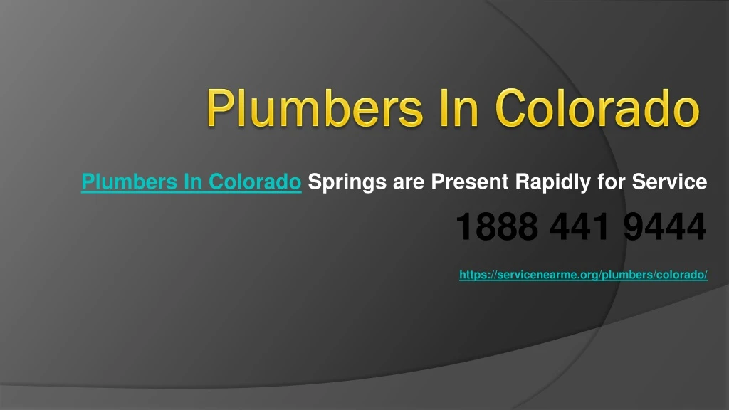 plumbers in colorado springs are present rapidly