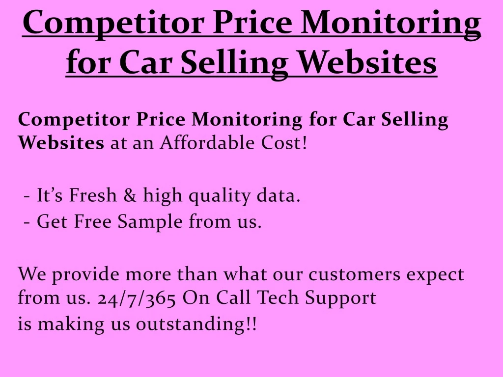 competitor price monitoring for car selling websites