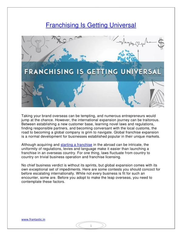 Franchising Is Getting Universal Taking