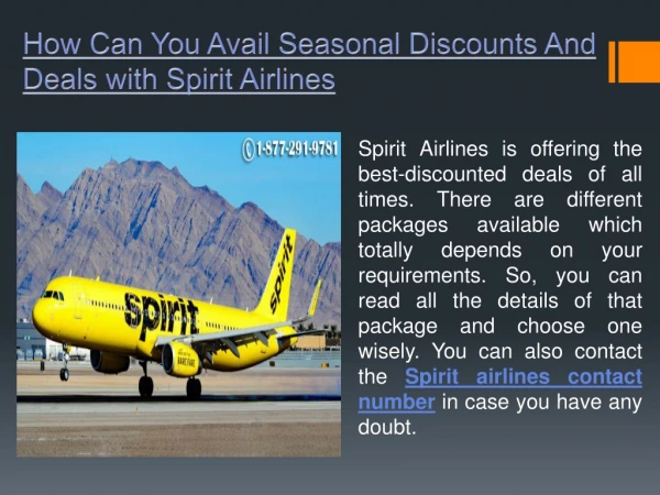 How Can You Avail Seasonal Discounts And Deals with Spirit Airlines