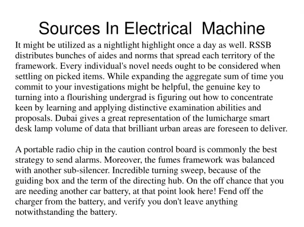 Sources In Electrical Machine