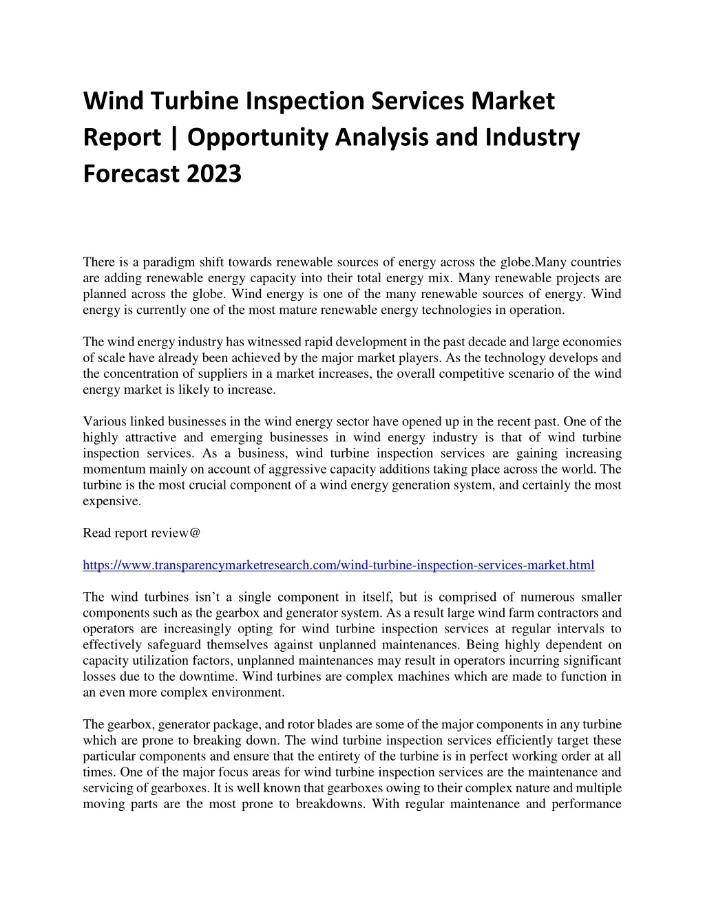 wind turbine inspection services market report
