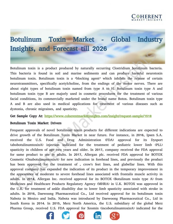 Botulinum Toxin Market - Trends, Industry Insights, and Forecast till 2026