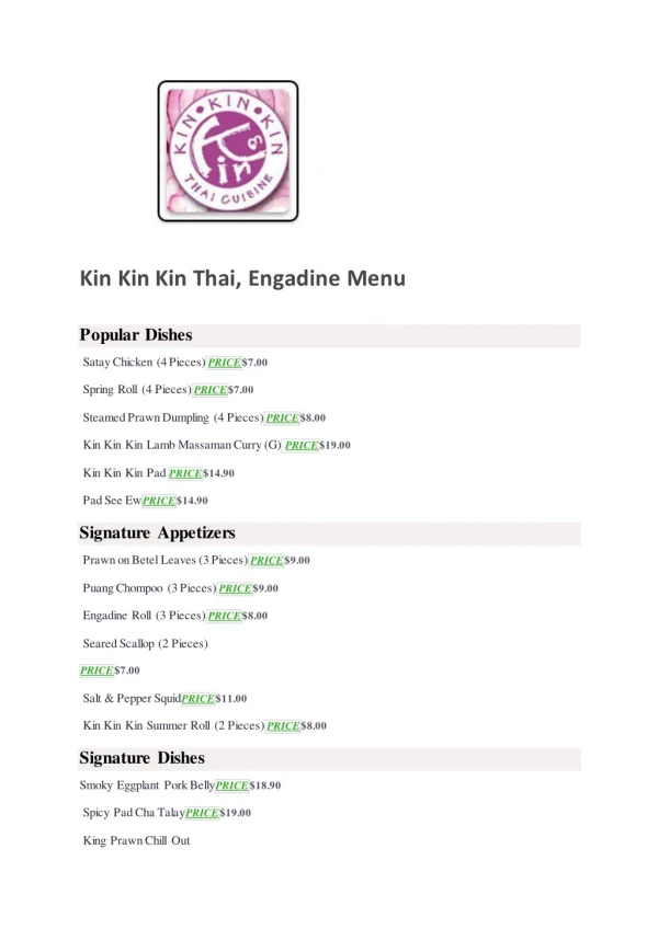 15% Off -Kin Kin Kin Thai-Engadine - Order Food Online