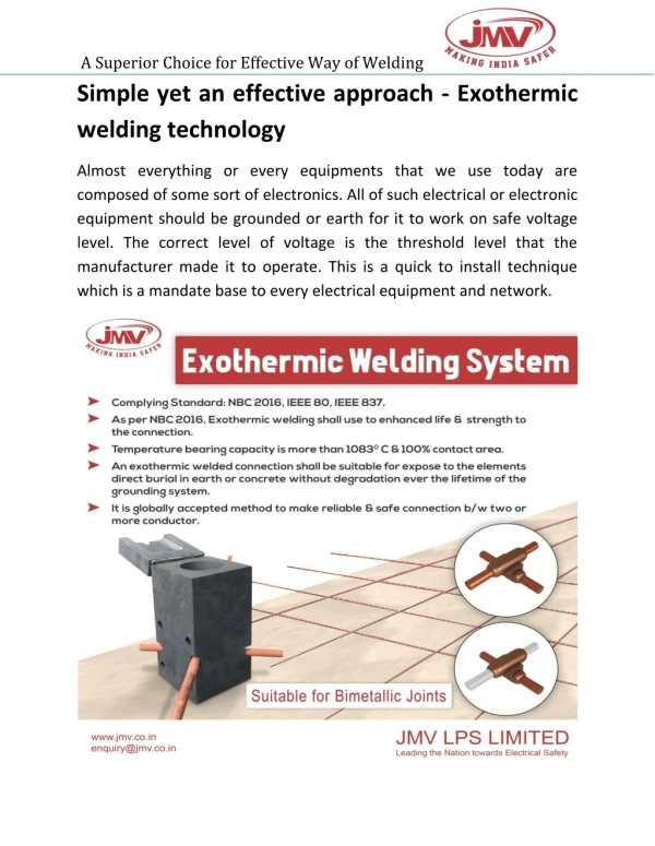 Simple yet an effective approach - Exothermic welding technology