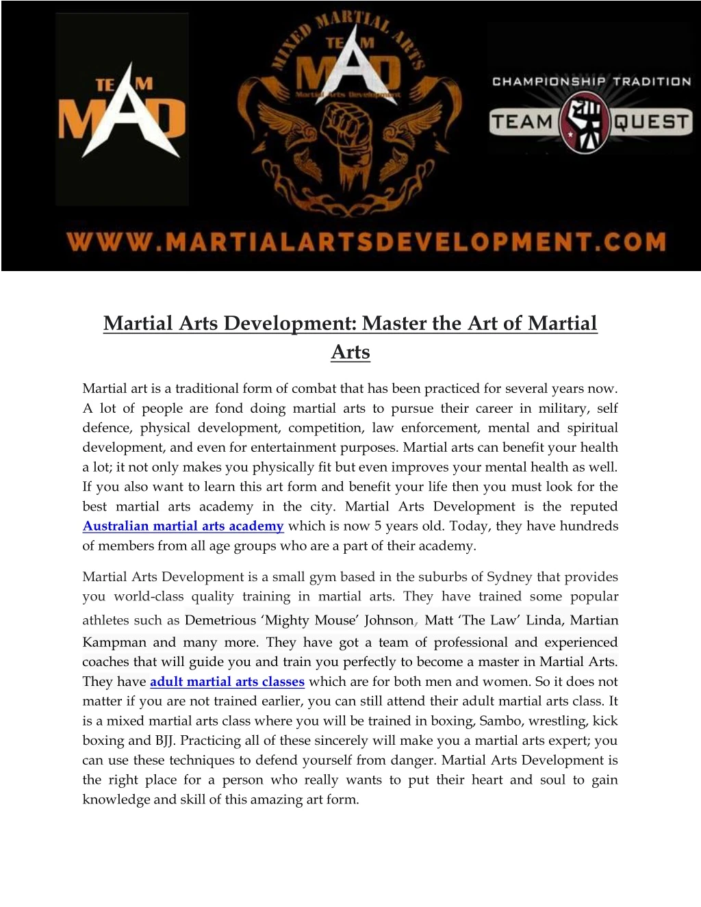 martial arts development master
