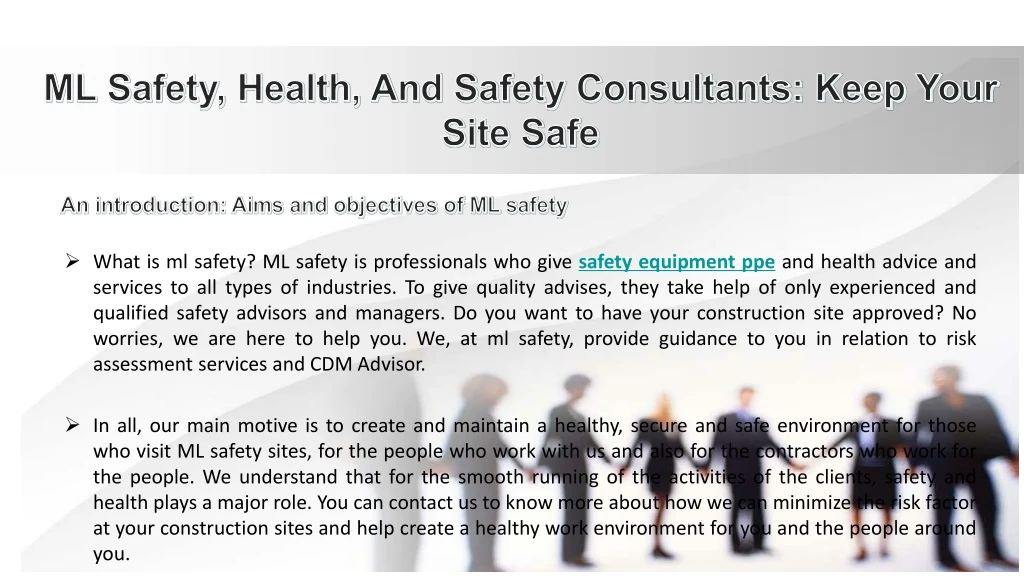 ml safety health and safety consultants keep your site safe
