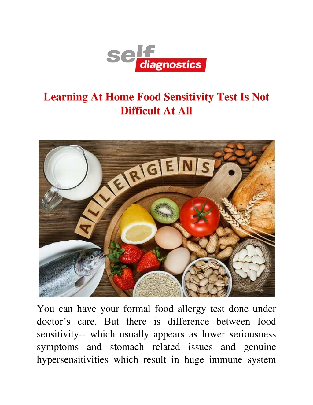 learning at home food sensitivity test