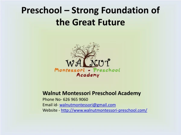 Montessori City of Industry, CA – Walnut Montessori Preschool Academy