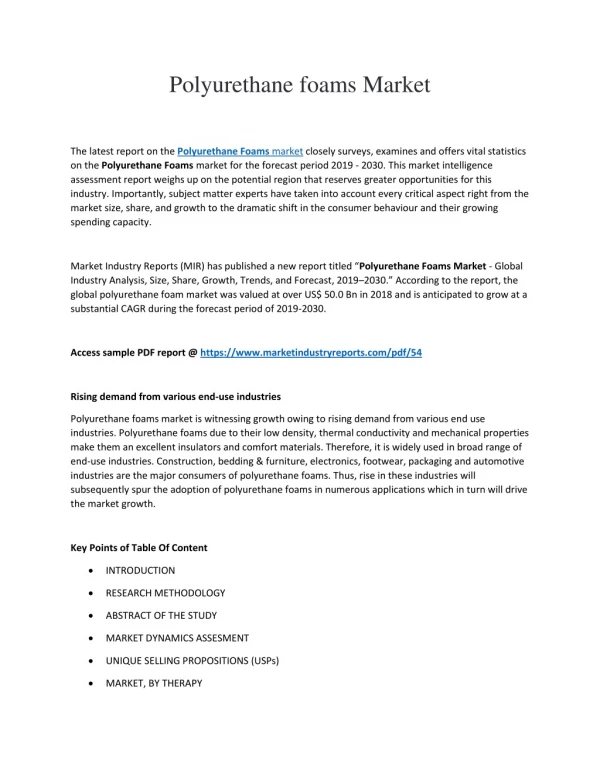 polyurethane foams market
