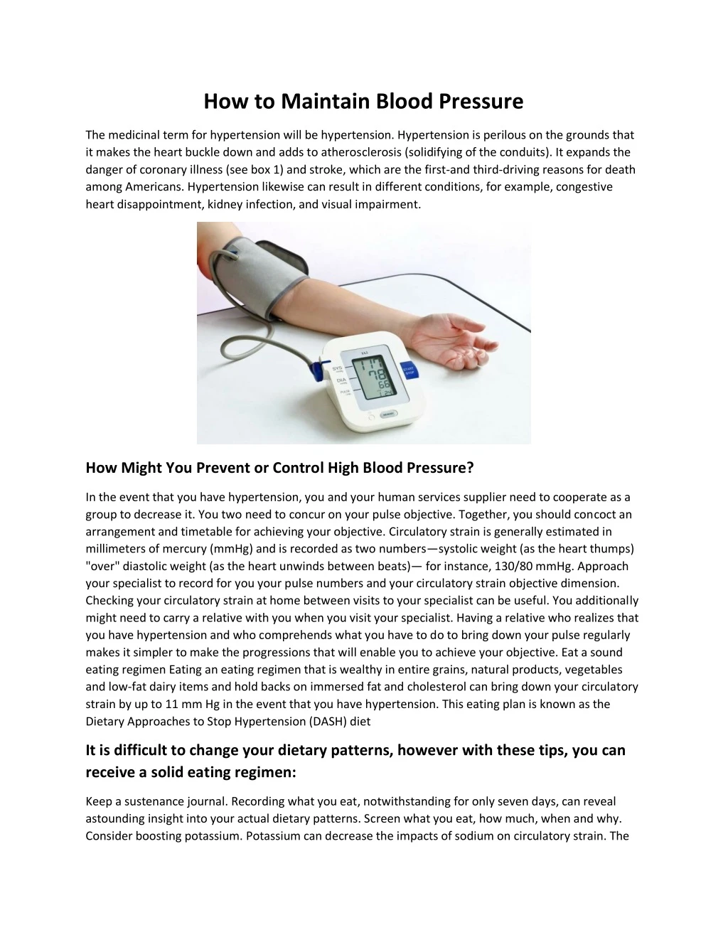 how to maintain blood pressure