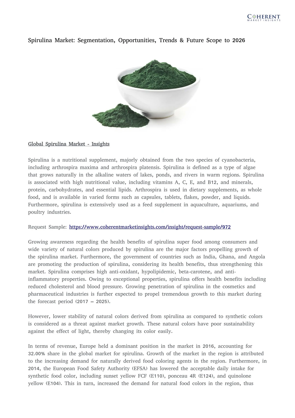 spirulina market segmentation opportunities