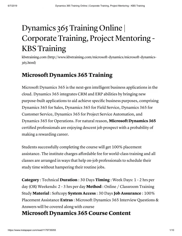 100% Practical Microsoft Dynamics 365 Training Training | KBS Training