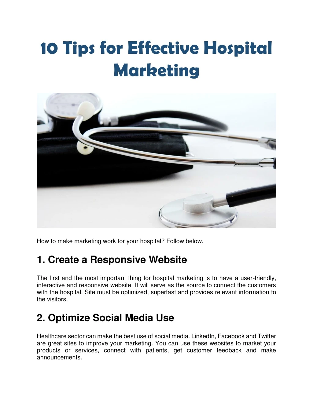 10 tips for effective hospital marketing