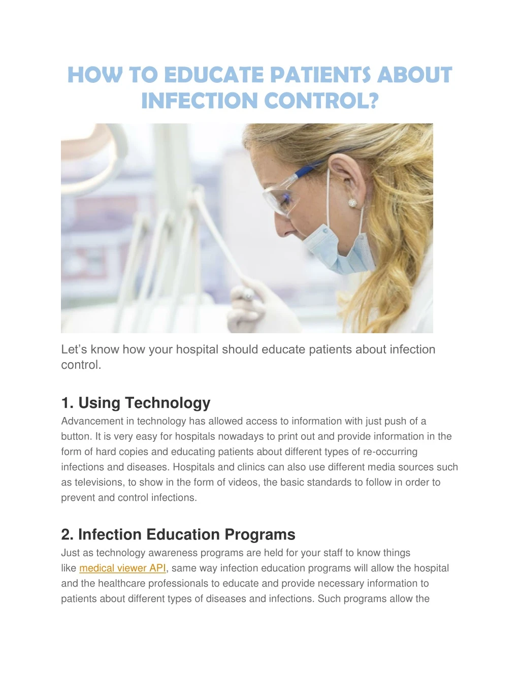 how to educate patients about infection control