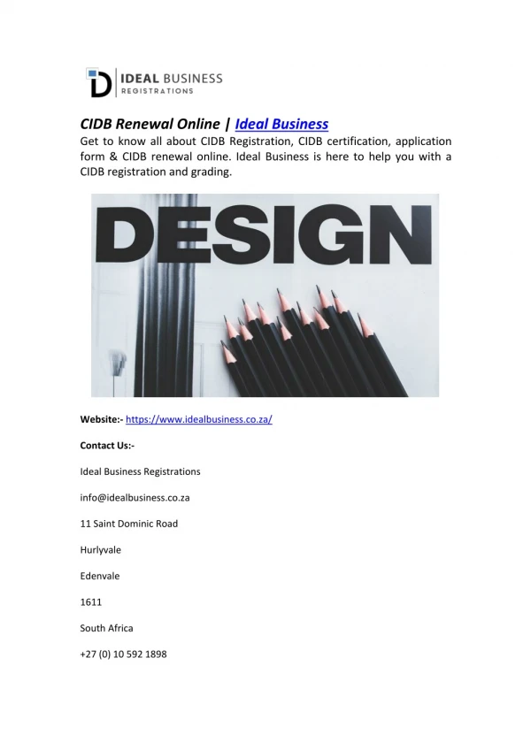 CIDB Certificate | Ideal Business