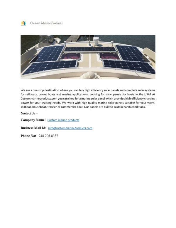 High Efficiency Marine Solar Panels & Systems