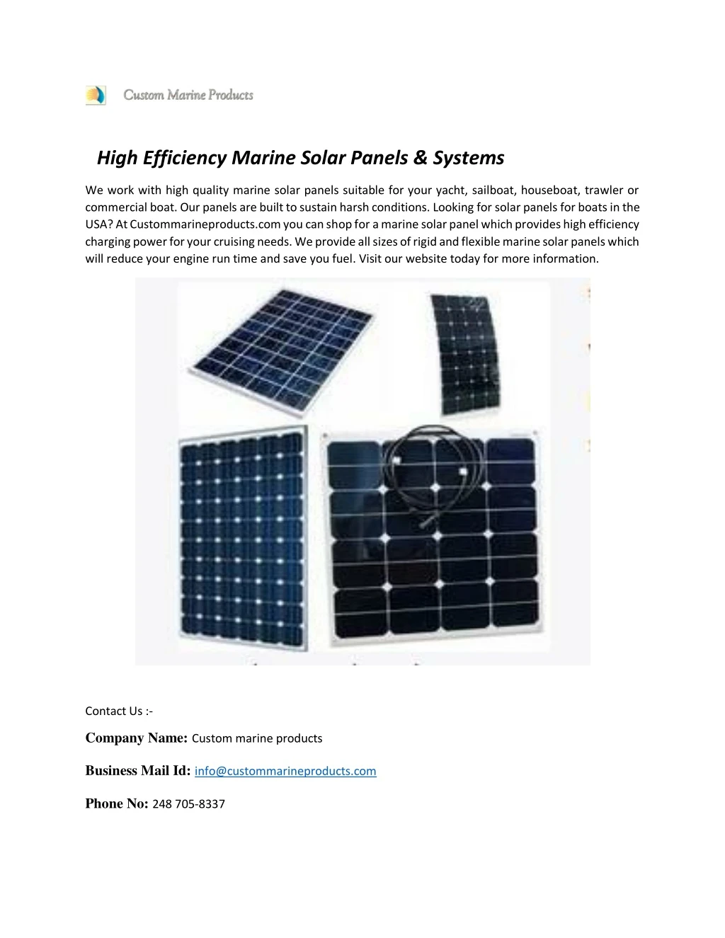 high efficiency marine solar panels systems