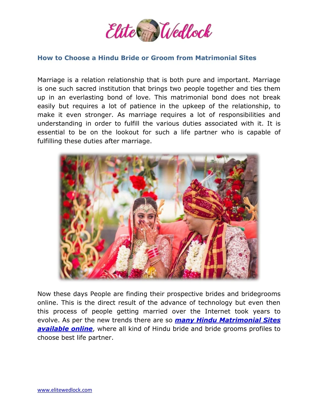 how to choose a hindu bride or groom from