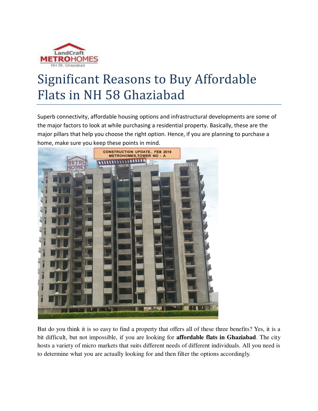 significant reasons to buy affordable flats