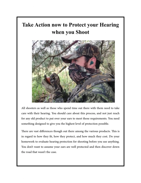 Take Action now to Protect your Hearing when you Shoot