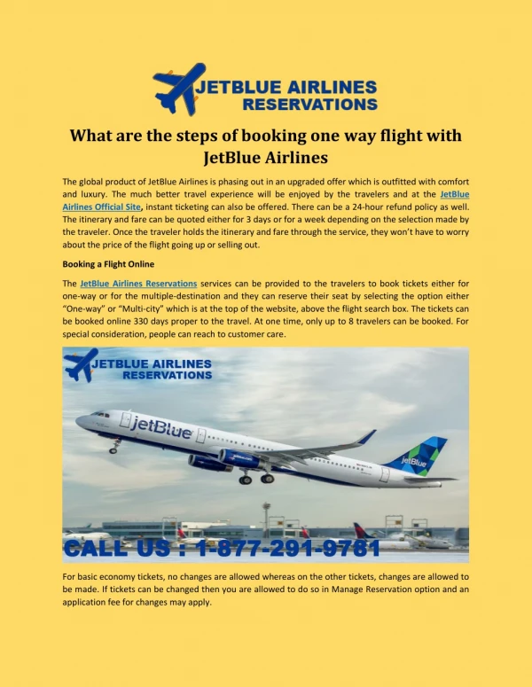 What are the steps of booking one-way flight with JetBlue Airlines