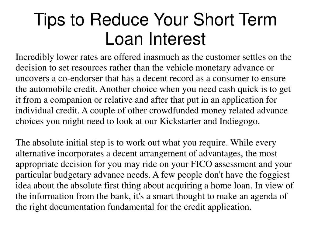 tips to reduce your short term loan interest