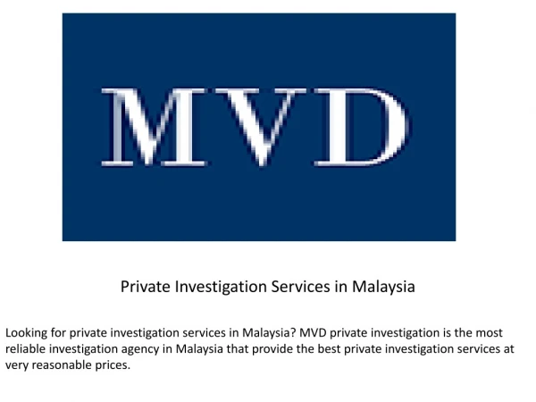 Private Investigation Services in Malaysia