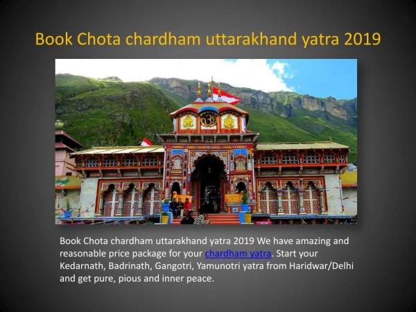 Book Chota chardham uttarakhand yatra 2019