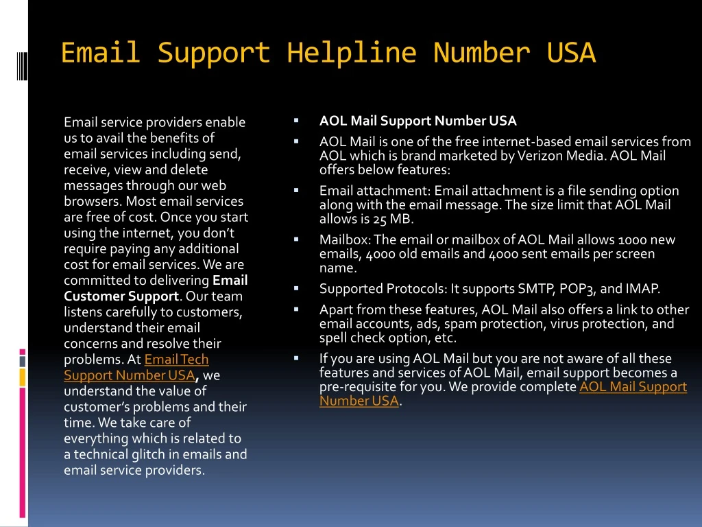 email support helpline number usa