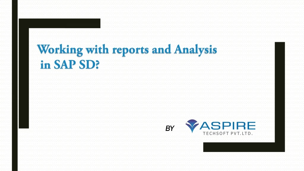 working with reports and analysis in sap sd