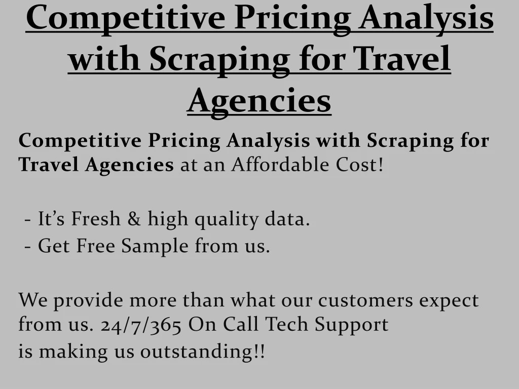 competitive pricing analysis with scraping for travel agencies