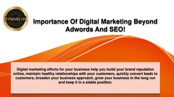 Importance of digital marketing beyond Adwords and SEO!