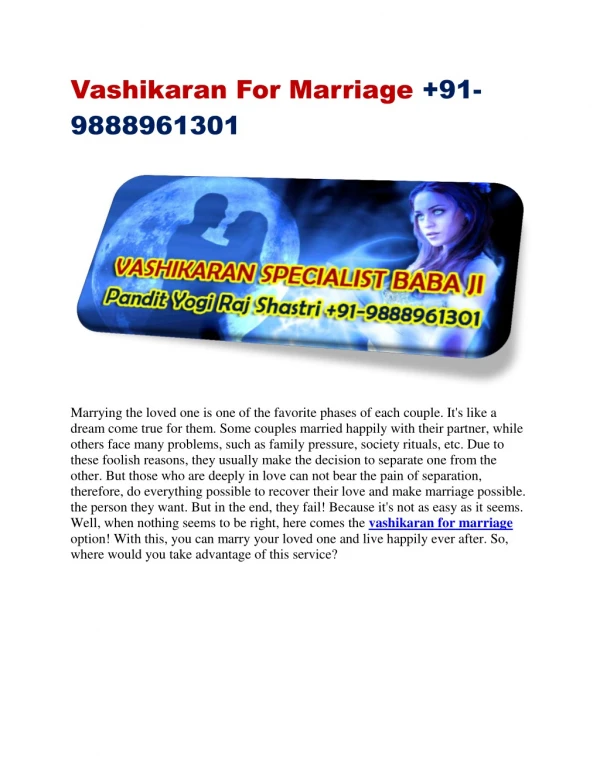 vashikaran for marriage